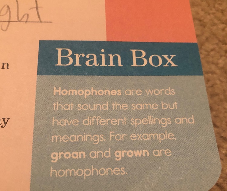 Brain Quest Workbook 3rd grade版のBrain boxの例です。
