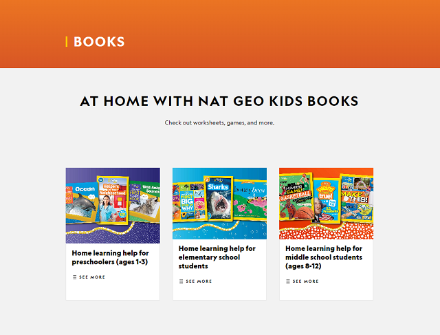 National Geographic Kidsのbookページのスクリーンショットです。