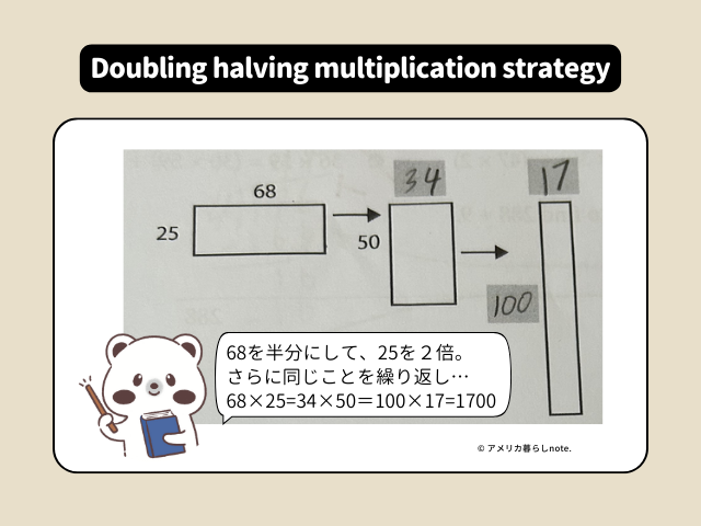 doubling halving multiplication strategy（半分と2倍のストラテジー）の問題例。